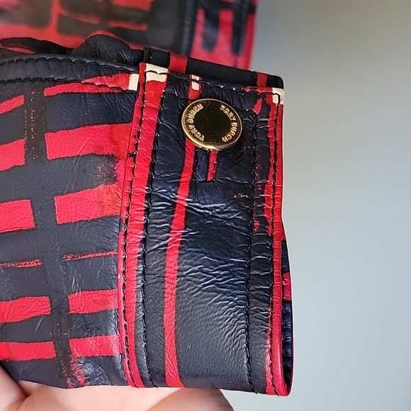 Tory Burch RARE allover painted plaid NWT Buttery Leather Crop jacket large - Picture 9 of 16